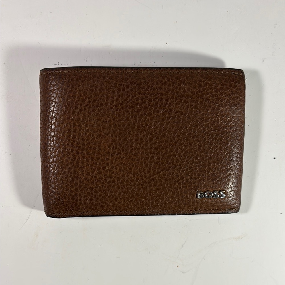 HUGO BOSS Brown Pebbled Leather Wallet